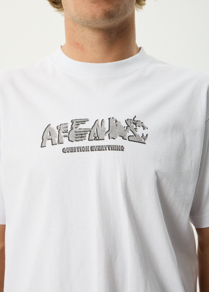 AFENDS Mens Lqd Metal - Heavyweight Boxy Tee - White