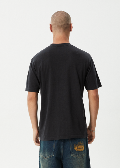 AFENDS Mens Flyin - Retro Tee - Stone Black
