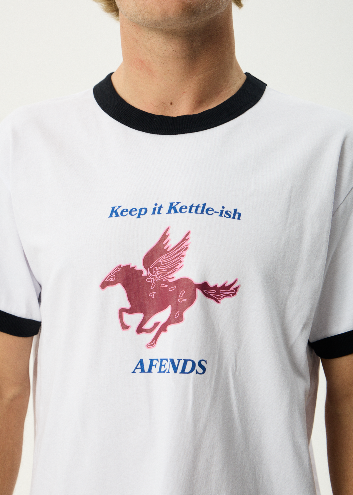 AFENDS Mens Kettle - Heavyweight Boxy Ringer Tee - White
