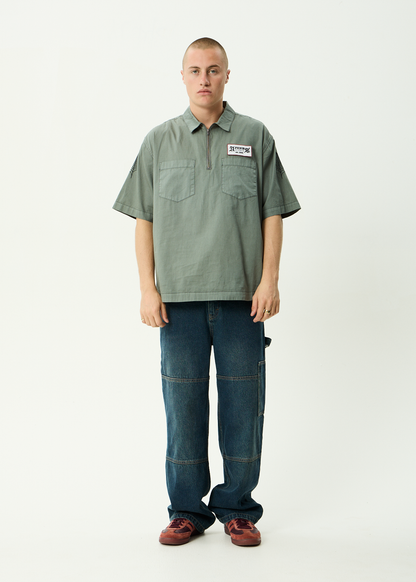 AFENDS Mens Supply - Workwear Short Sleeve Shirt - Washed Sycamore