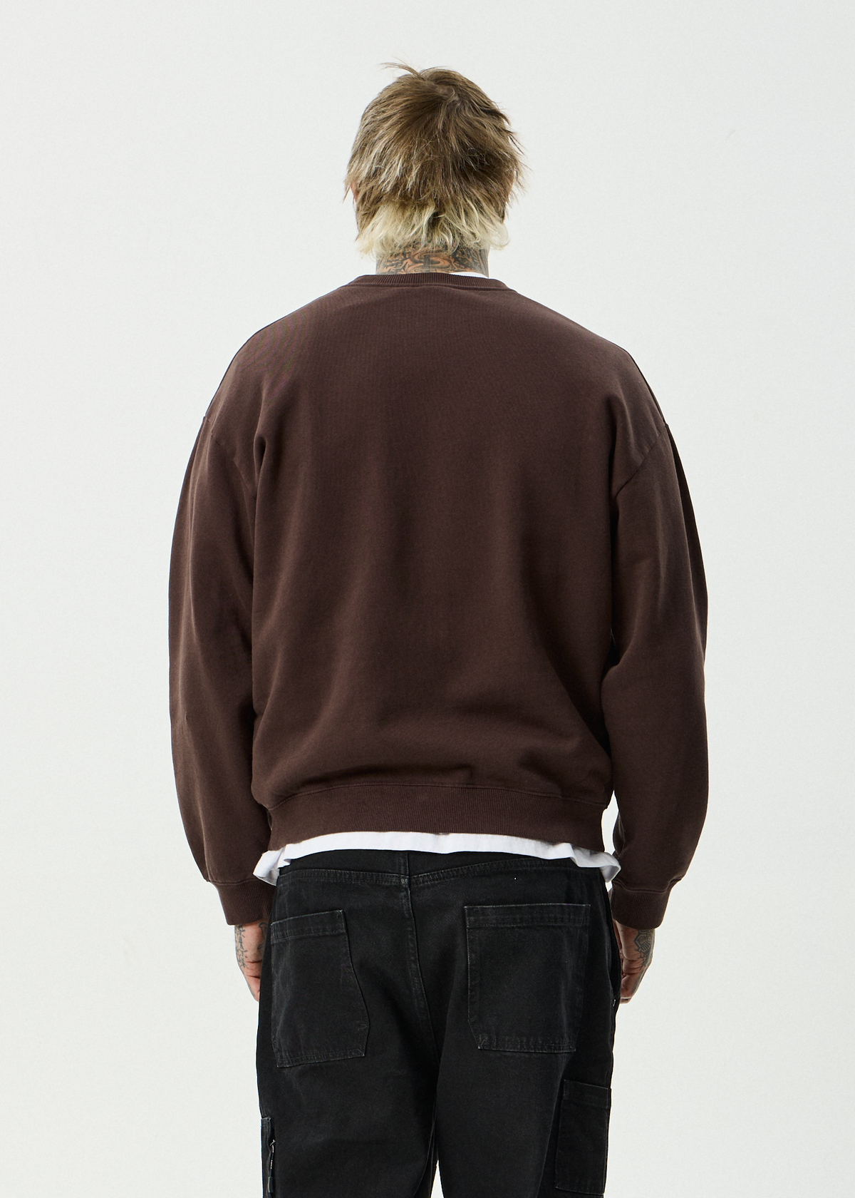 AFENDS Mens Angel Boy - Crew Neck - Washed Coffee