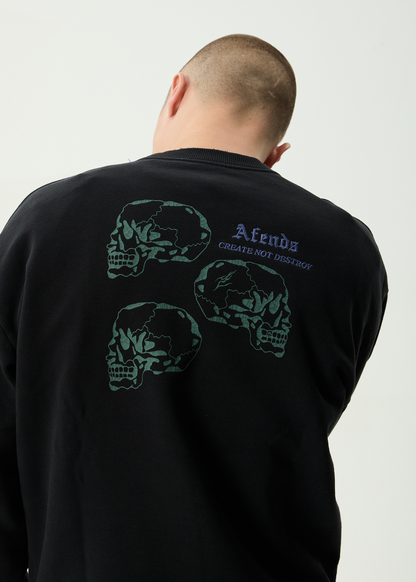 AFENDS Mens Temporal - Heavyweight Crew Neck - Stone Black