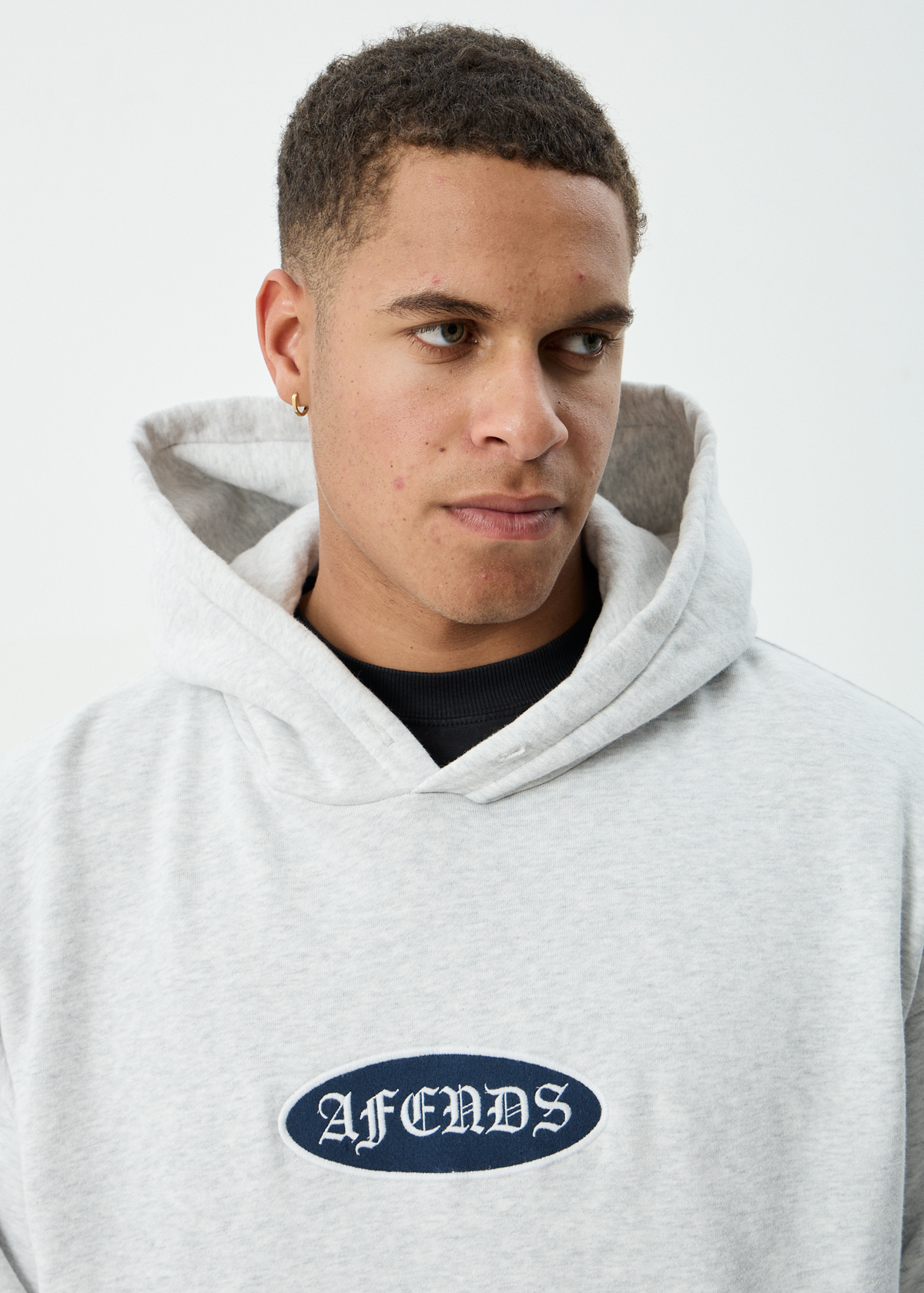 AFENDS Mens Supply - Pull On Hood - Grey Marle