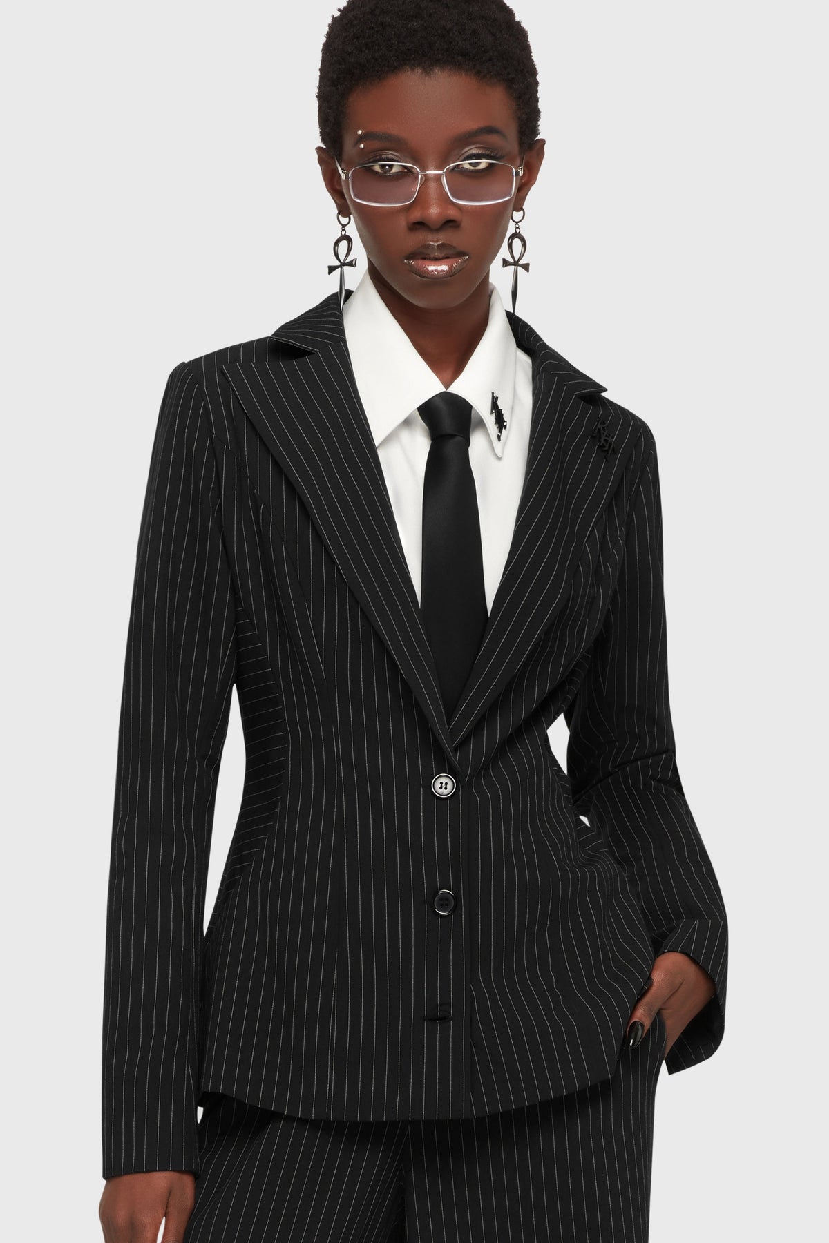 Oblivienne Jacket [Black Pinstripe]