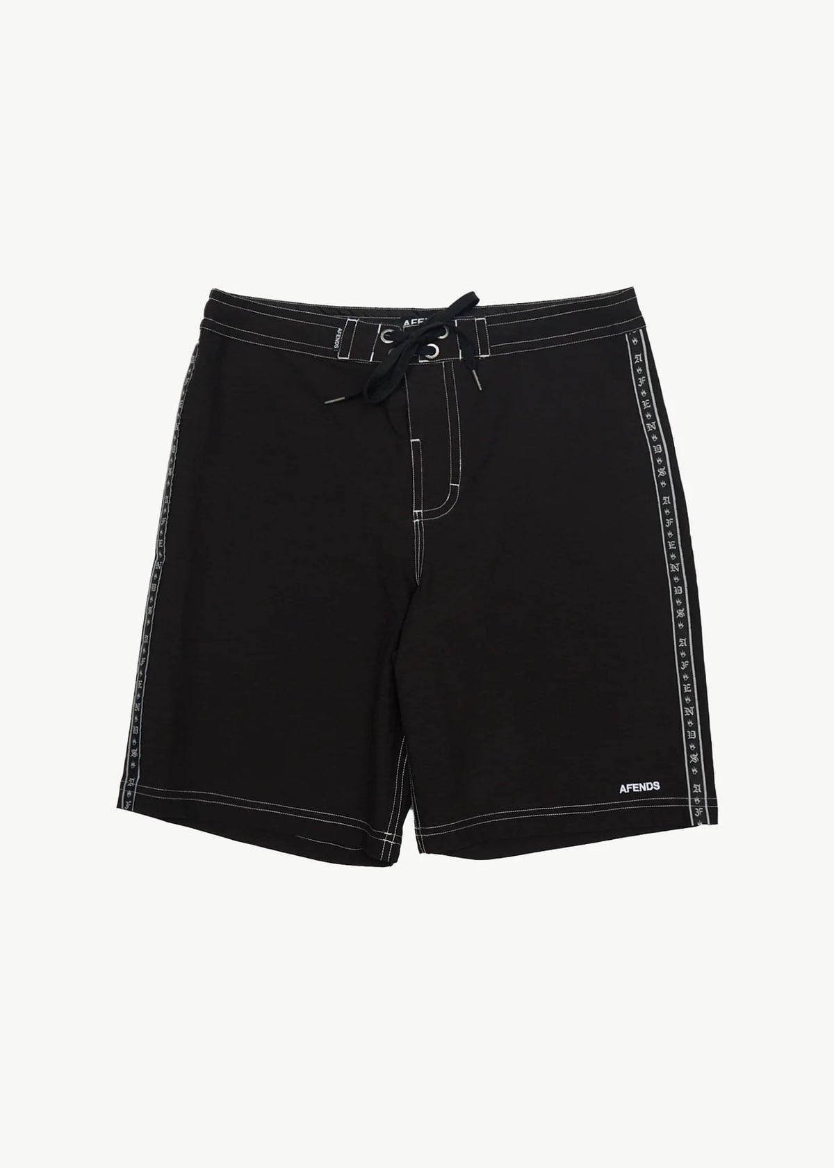 AFENDS Mens The Wreck - Fixed Waist Boardshort 20" - Black