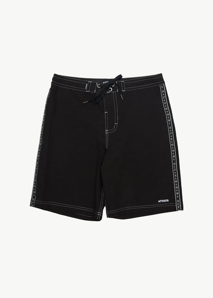 AFENDS Mens The Wreck - Fixed Waist Boardshort 20" - Black