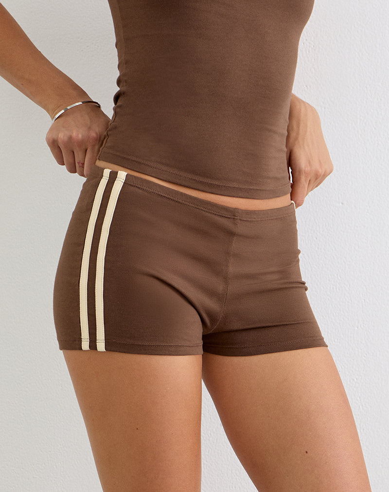 Ainu Short in Cocoa Brown with Buttermilk Binding
