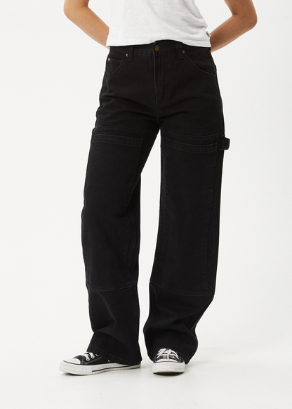 AFENDS Womens Moss - Denim Workwear Jean - Washed Black