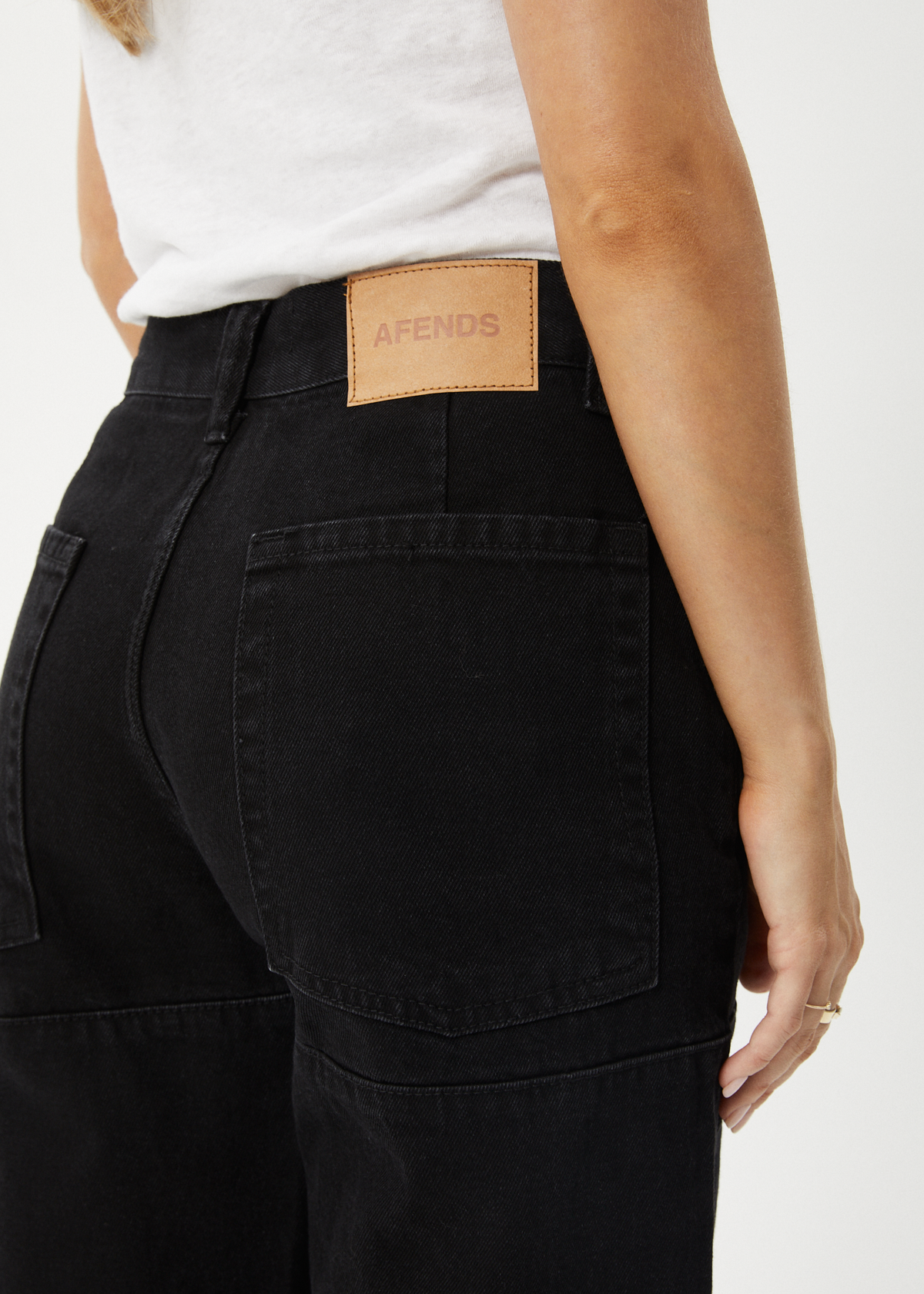 AFENDS Womens Moss - Denim Workwear Jean - Washed Black