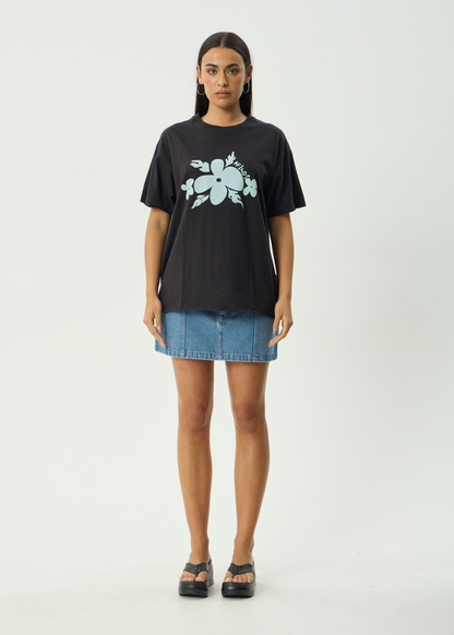 AFENDS Womens Island - Oversized Tee - Stone Black