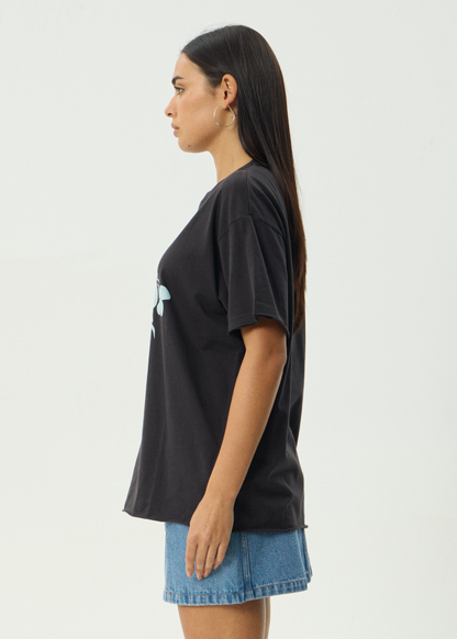 AFENDS Womens Island - Oversized Tee - Stone Black