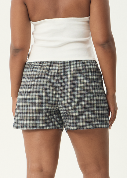 AFENDS Womens Asta - Seersucker Boxer Short - Steel Check