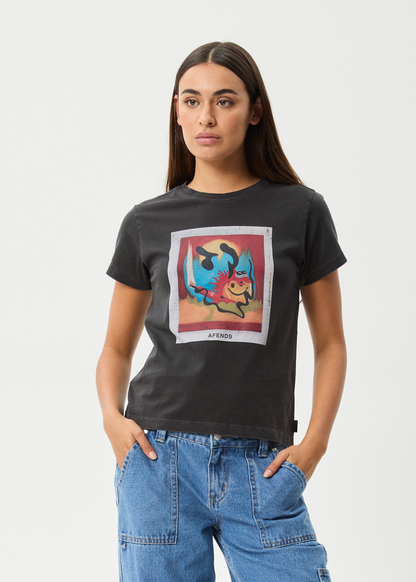 AFENDS Womens Apocalypso - Regular Tee - Stone Black