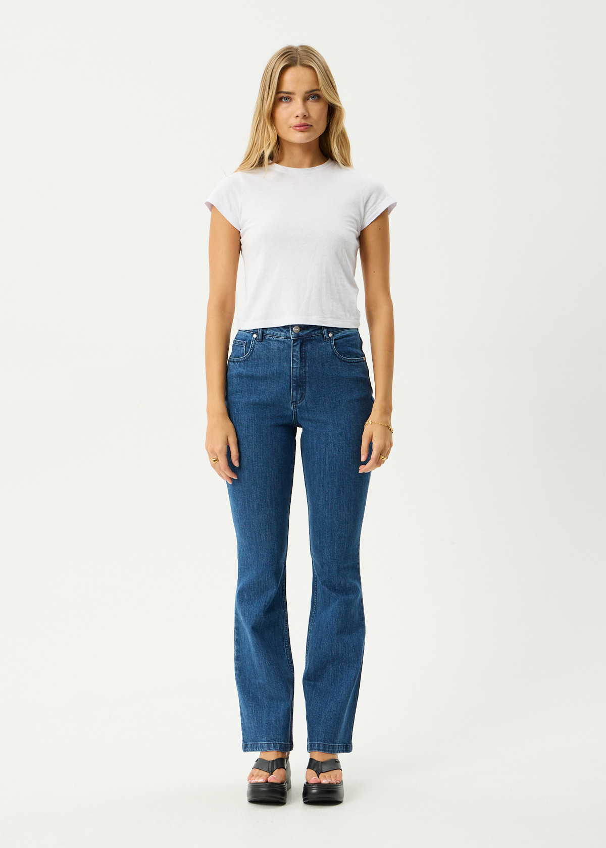 AFENDS Womens Cassidy - Bootcut Jean - Authentic Blue