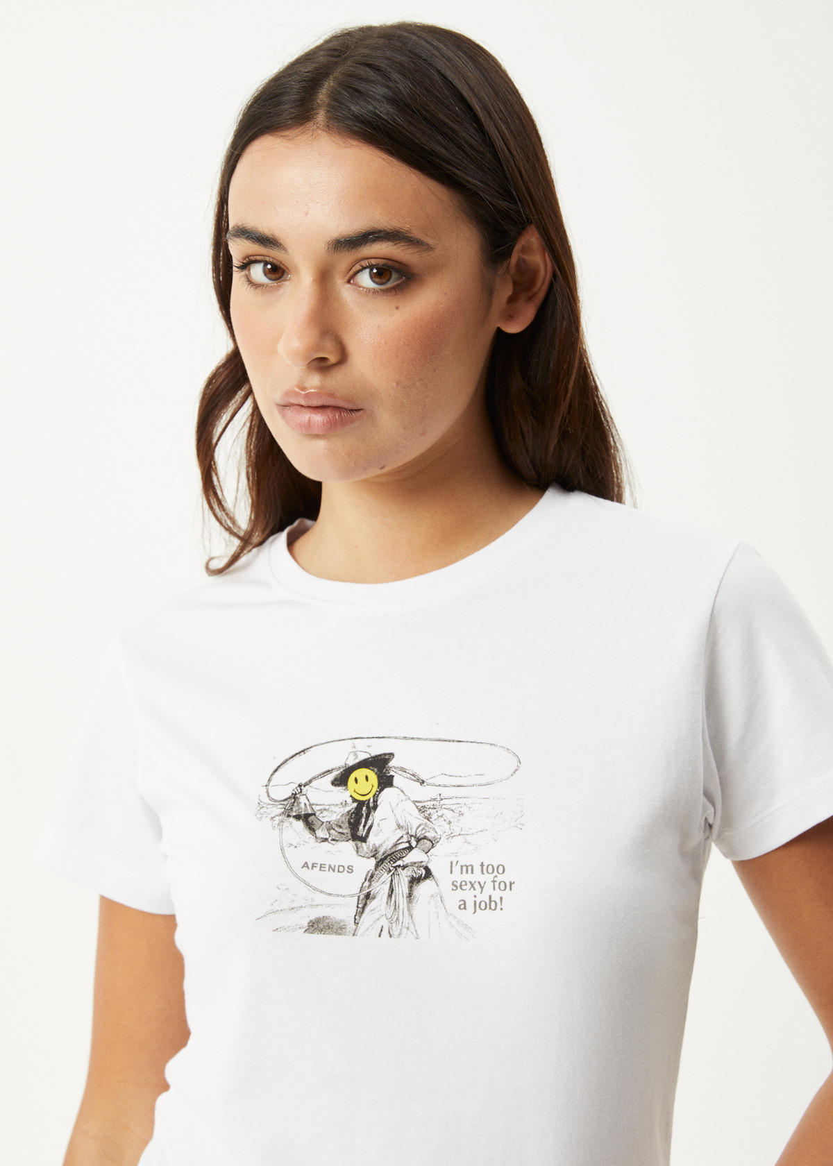 AFENDS Womens Day Job -  Baby Tee - White