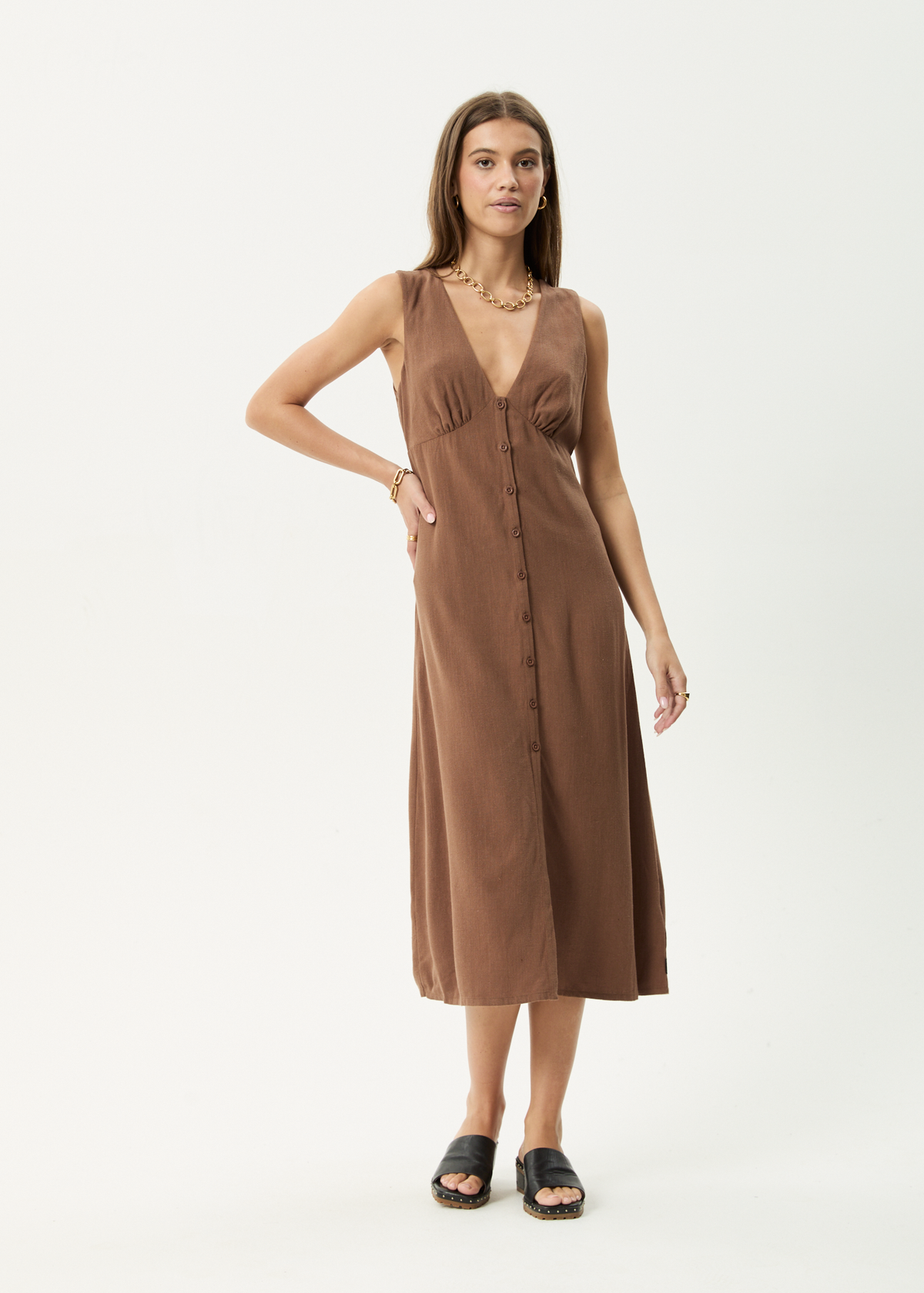 AFENDS Womens Hartley - Maxi Dress - Cinnamon