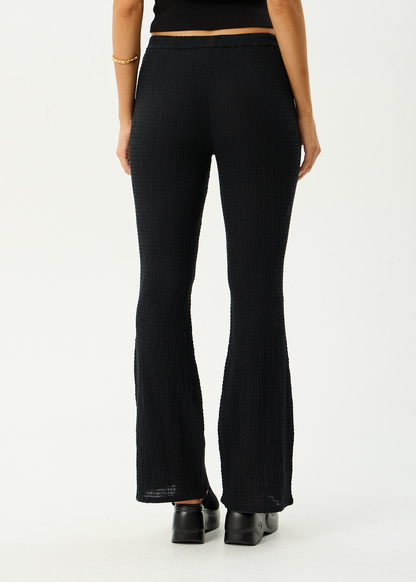 AFENDS Womens Focus - Seersucker Flare Pant - Black