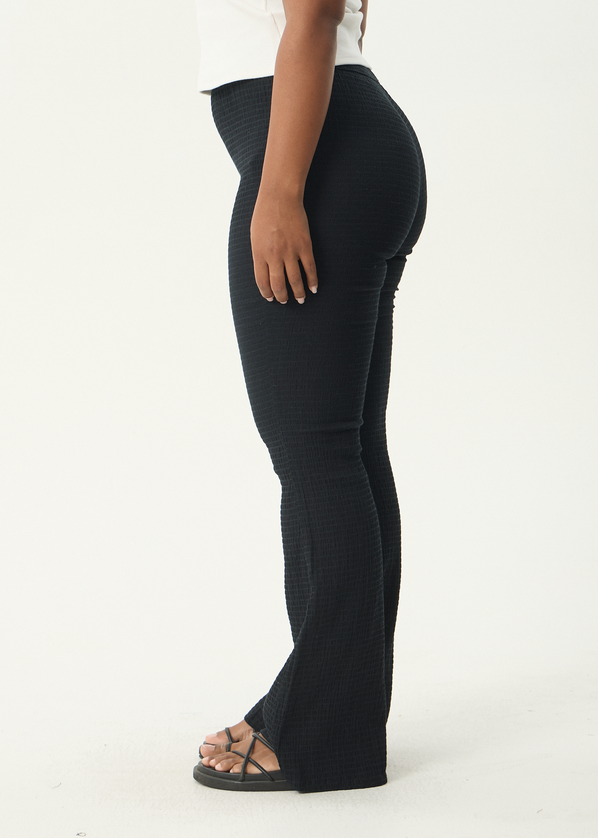 AFENDS Womens Focus - Seersucker Flare Pant - Black