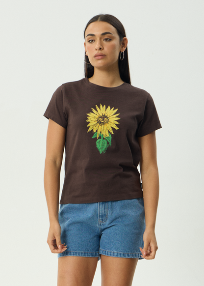 AFENDS Womens Sunnyflower - Regular Tee - Coffee