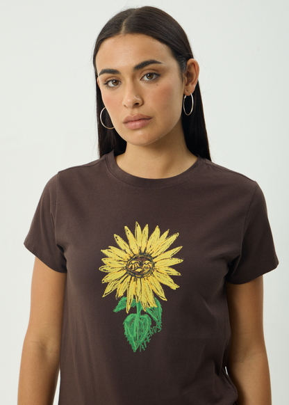 AFENDS Womens Sunnyflower - Regular Tee - Coffee