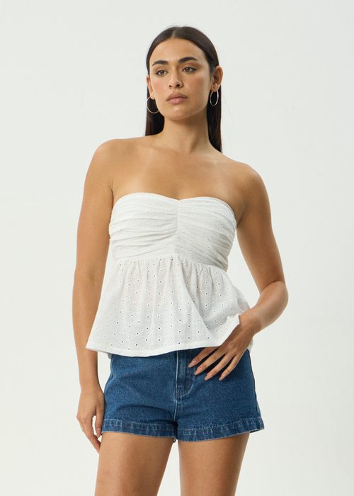 AFENDS Womens Kindred - Strapless Top - White