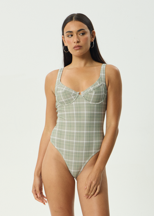 AFENDS Womens Scout - One Piece - Olive Check
