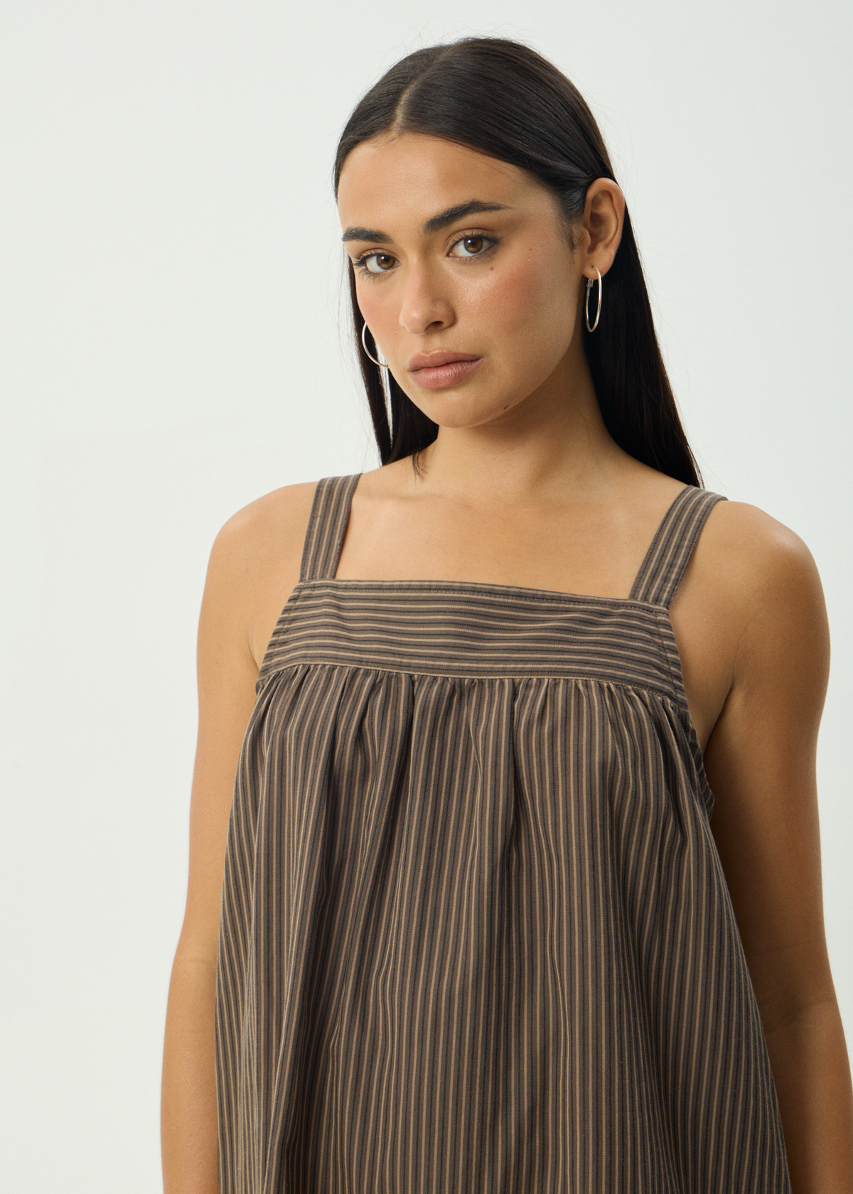 AFENDS Womens Cyrus - Mini Dress - Coffee Stripe