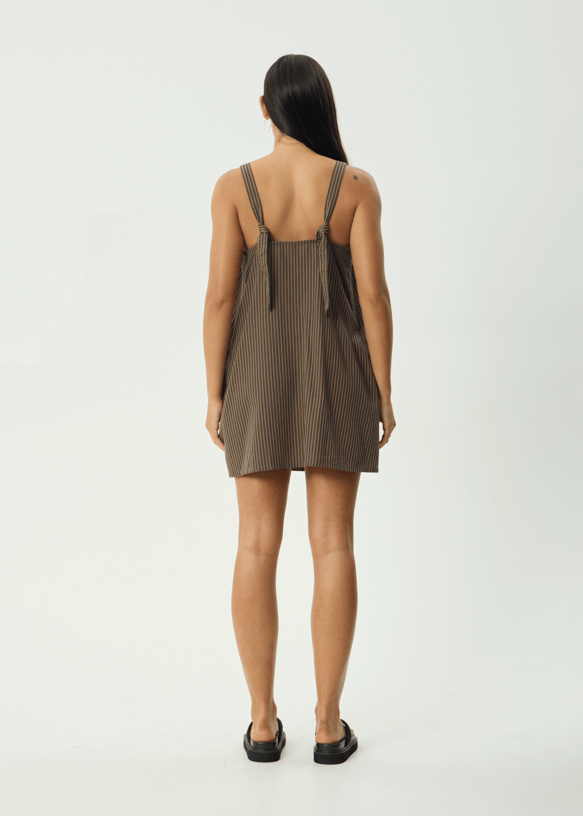 AFENDS Womens Cyrus - Mini Dress - Coffee Stripe