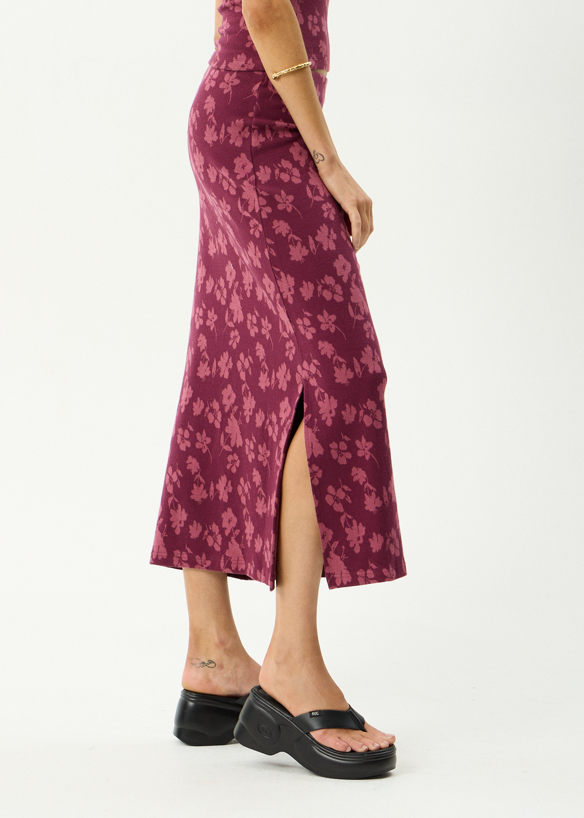AFENDS Womens Marin - Midi Skirt - Port