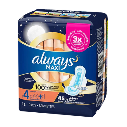 Wholesale Always Maxi Overnight with Wings- Reliable protection at Mexmax INC
