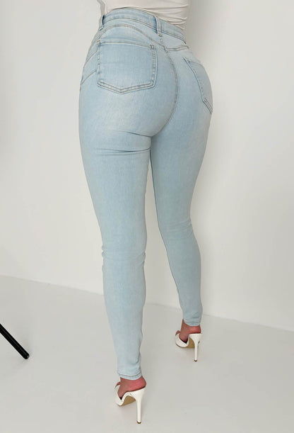 Amelie Light Blue Stretch Push Up Skinny Jeans