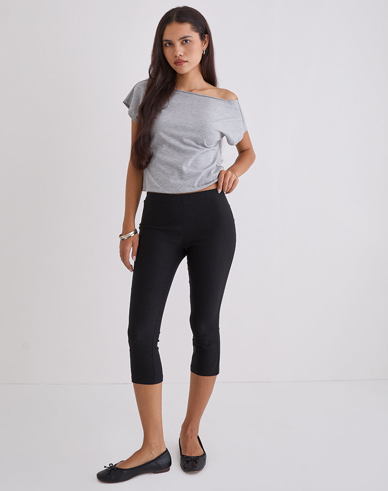 Asla Cropped Capri Trouser in Stretch Tailoring Black