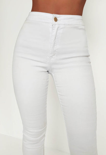 Authentic Chic White Stretch Skinny Plain Front Jeggings