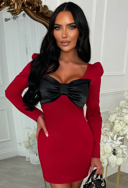 Be My Darling Red Bow Mini Dress
