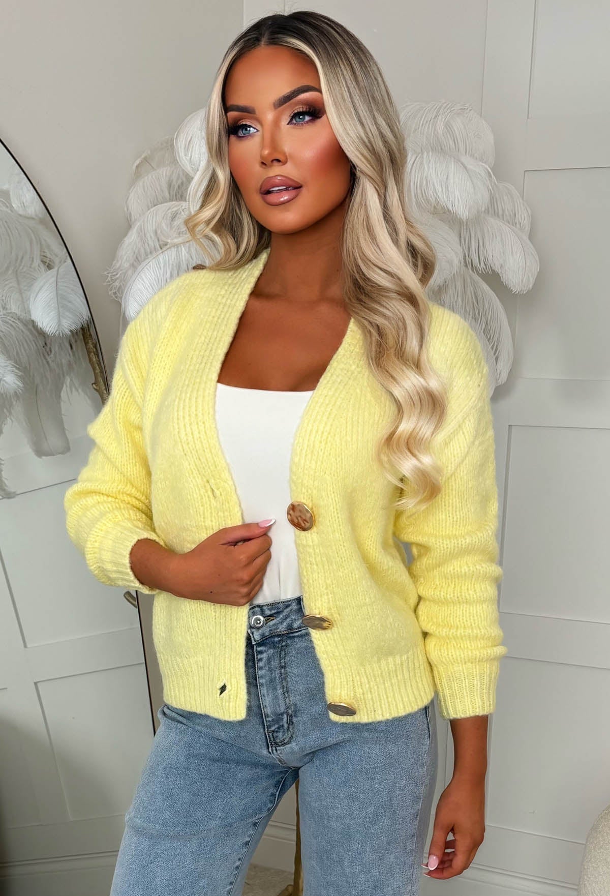 Blush Affair Yellow Gold Button Cardigan