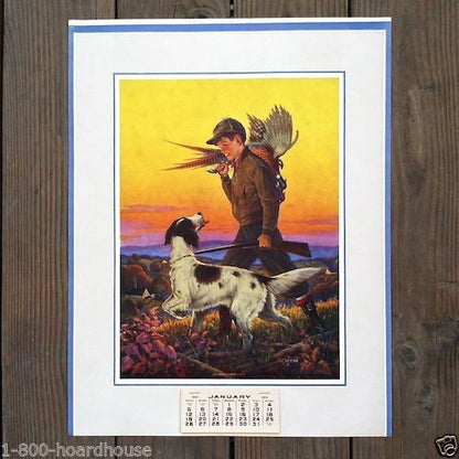 BOYHOOD CAREFREE DAYS Lithograph Store Calendar 1941