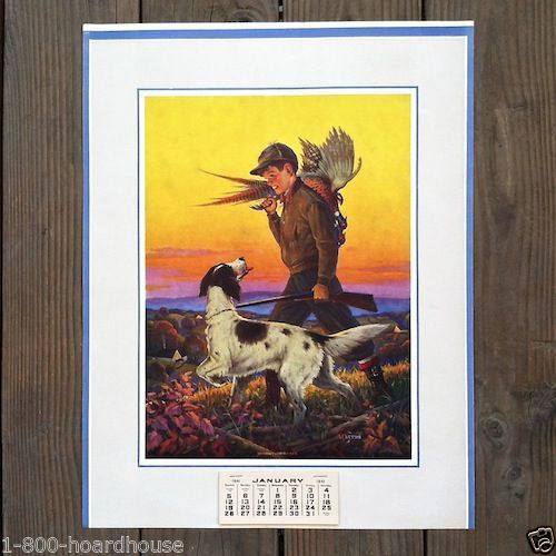 BOYHOOD CAREFREE DAYS Lithograph Store Calendar 1941