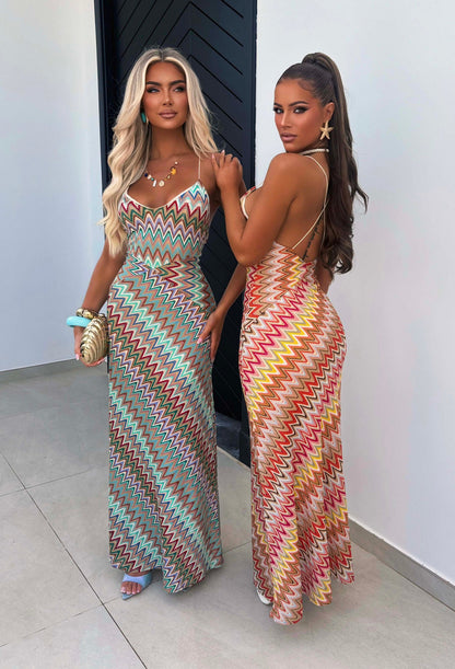 Bring On The Style Green Zig Zag Maxi Dress