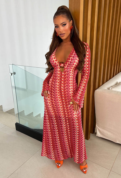 Bring On The Style Red Zig Zag Maxi Dress