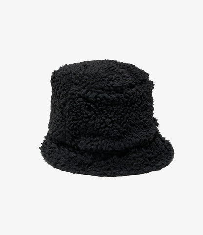 Bucket Hat - Black Polyester Shearling