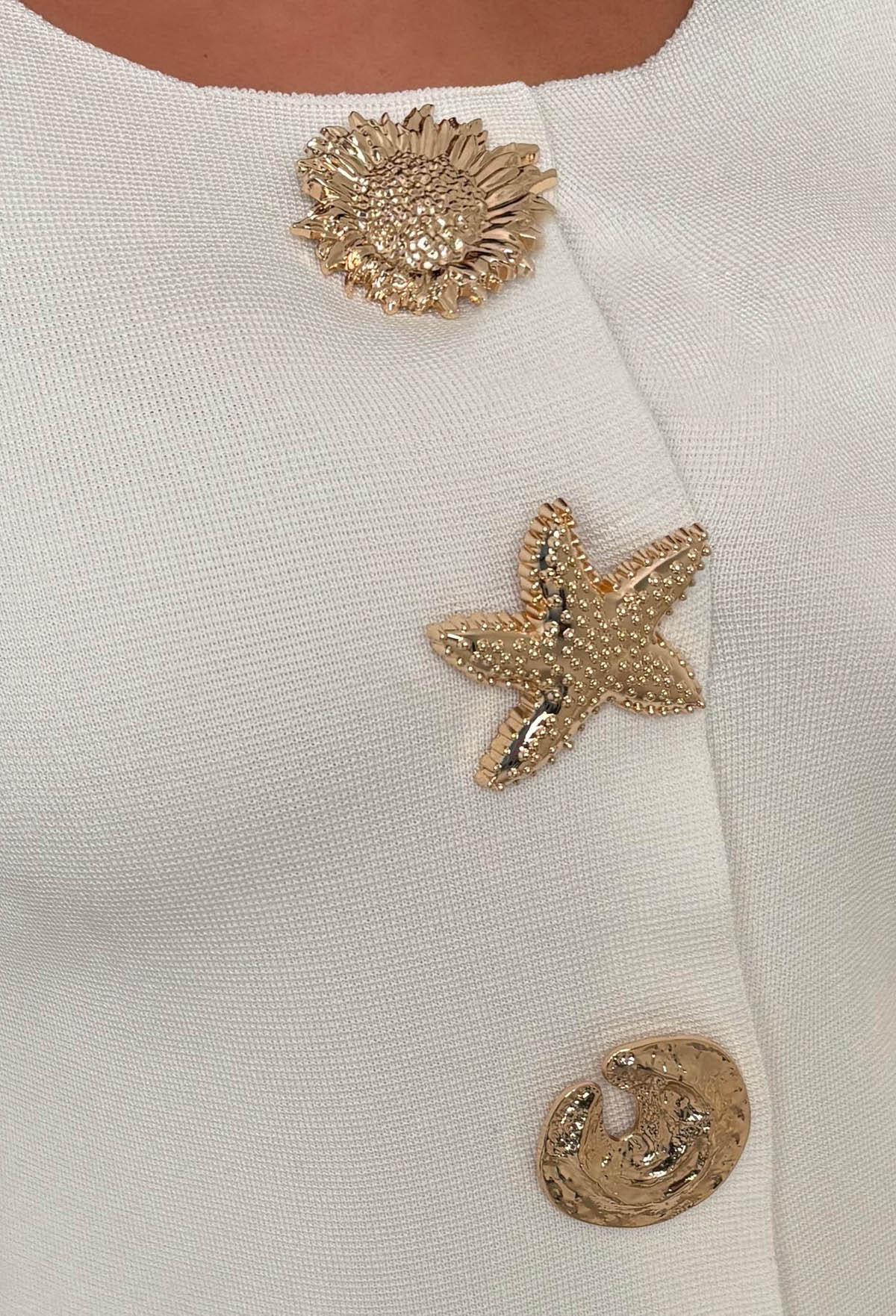 Buttoned Diva White Embellished Button Up Long Sleeve Top