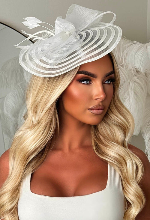 Celestial Chic White Mesh Fascinator