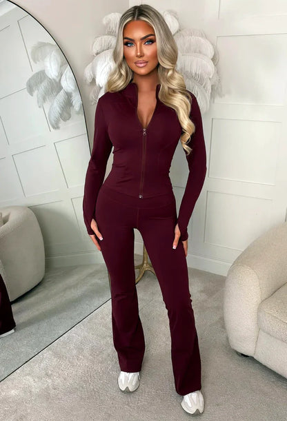 Chase Me Burgundy Active Leggings