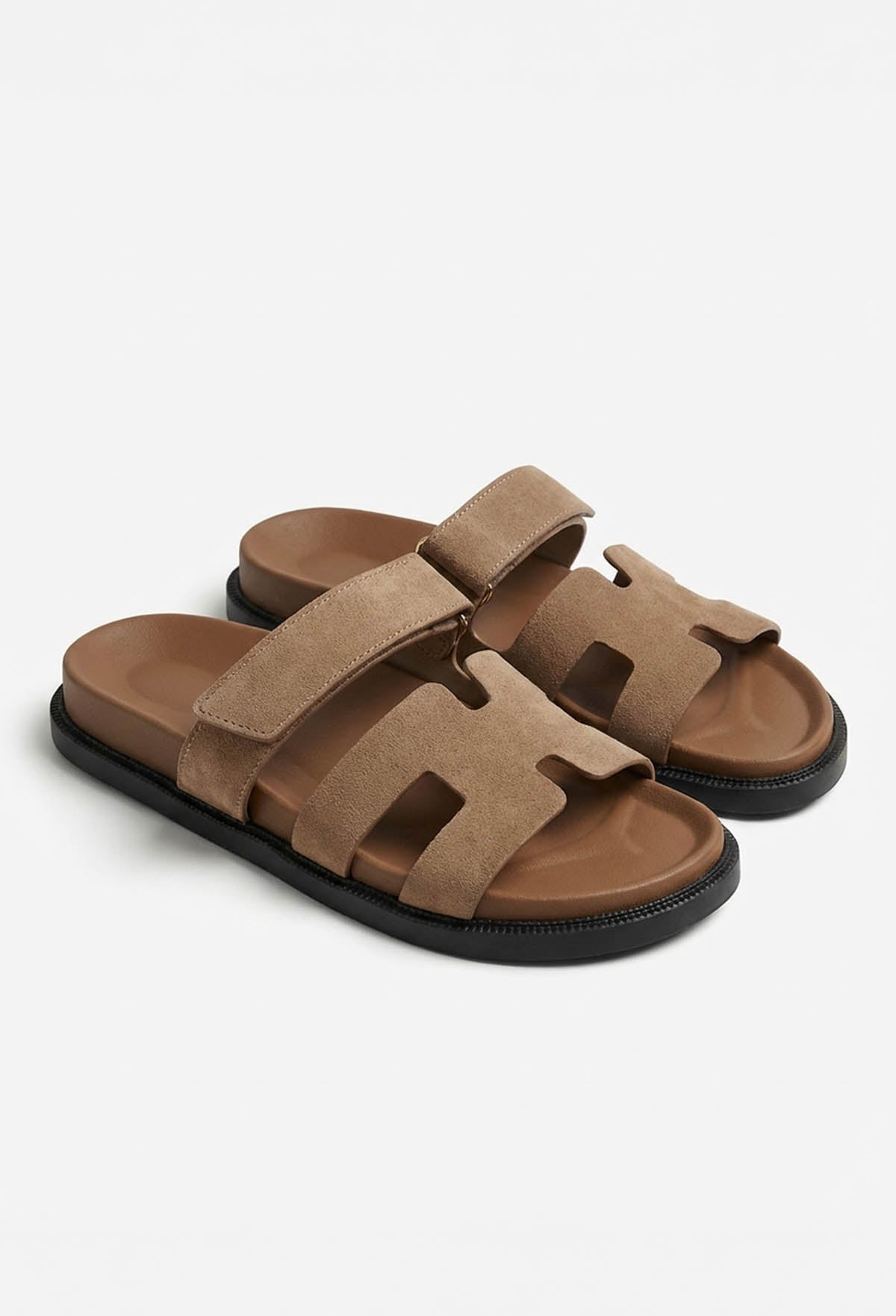 Chic In Summer Taupe Strap Faux Suede Sandals