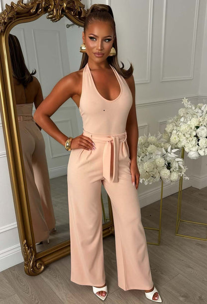 Chic On The Daily Light Pink Halterneck Bodysuit & Trouser Co-ord Set