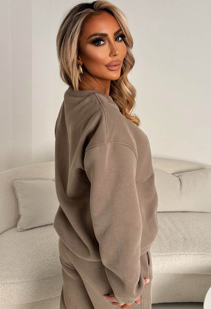 Chill Mode Taupe Basic Lounge Co-Ord Set