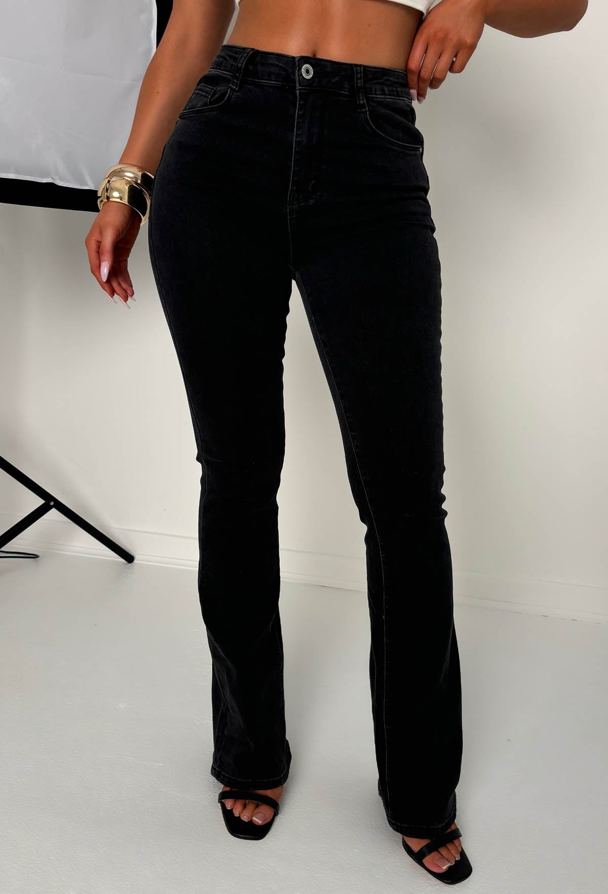 Christiane Black Stretch Push Up Flared Jeans