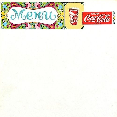 COCA COLA Restaurant Coke Menu Sheet 1960s