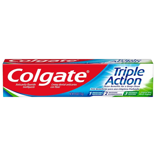 Get Colgate Triple Action Toothpaste Mint in bulk at Mexmax INC- Wholesale Mexican grocery supplies