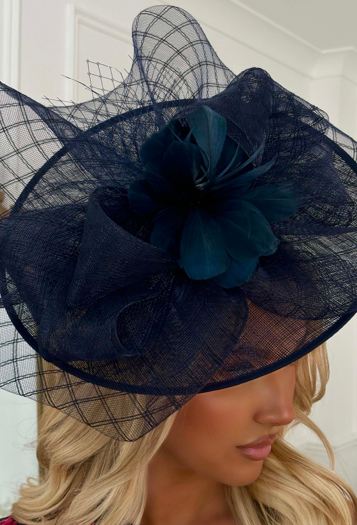 Cosmo Chic Navy Floral Bow Detail Fascinator
